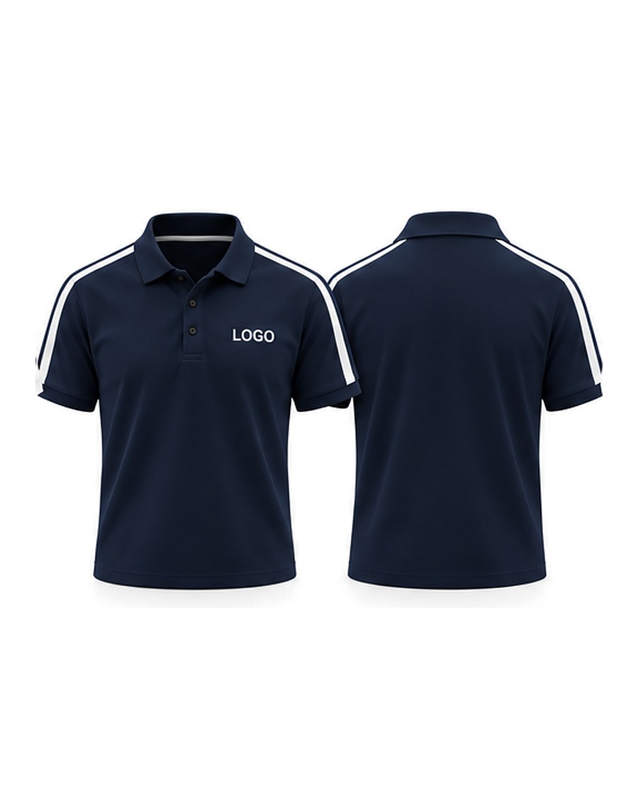 Şeritli kurumsal polo, lacivert