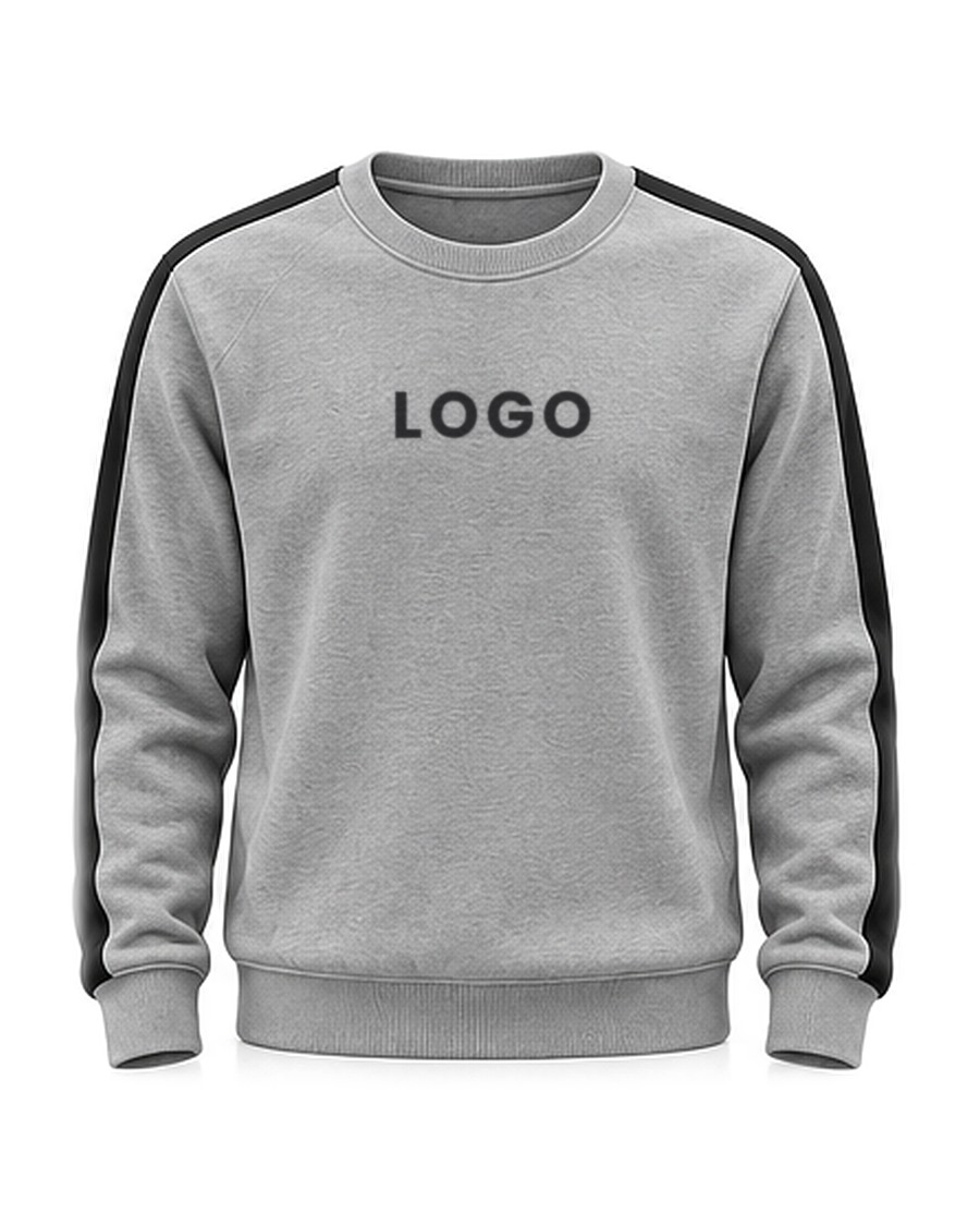 Bisiklet yaka sweatshirt, gri melanj / siyah